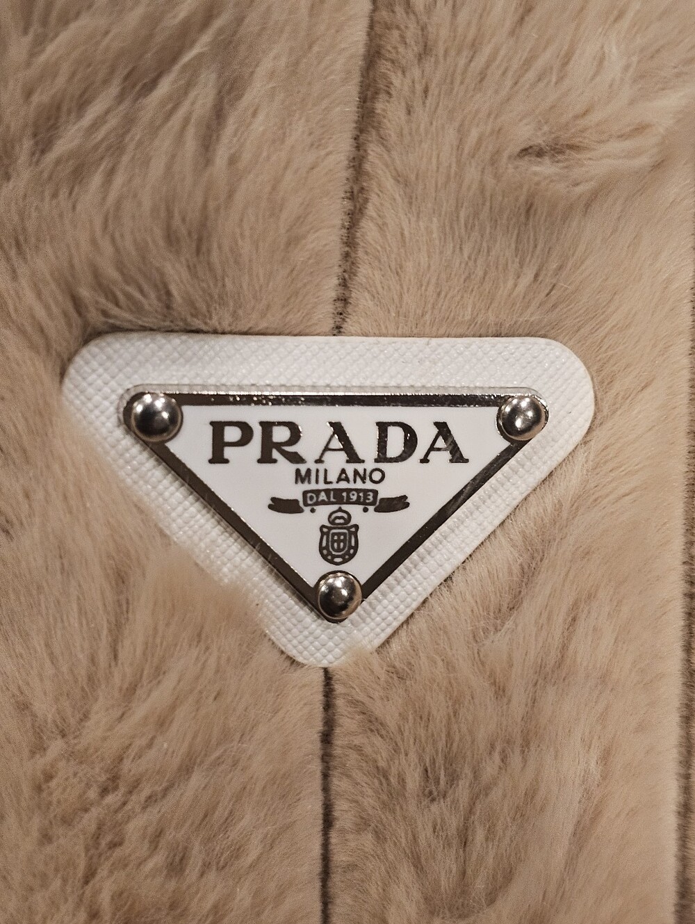 Prada Tan Faux-Fur Quilted Tote Bag - Picture 6 of 9